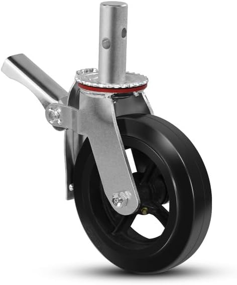 Scaffolding Wheels,  Rubber Tread on Cast lron Stem Casters Wheels- Dual Locking Swivel Caster 360 Degrees Industrial Casters 1100LBS Capacity Per Wheel