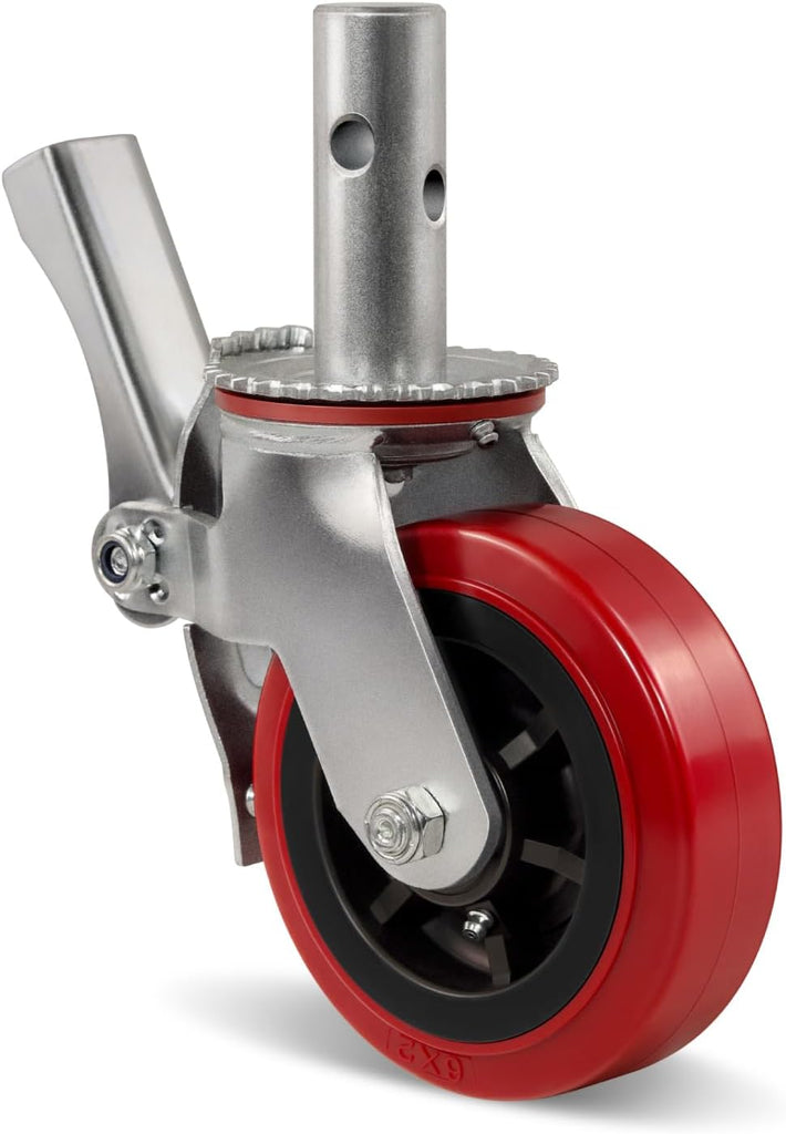 Scaffolding Wheels, Polyurethane on Polypropylene Stem Casters Wheels- Dual Locking Swivel Caster 360 Degrees Industrial Casters 1100LBS Capacity Per Wheel