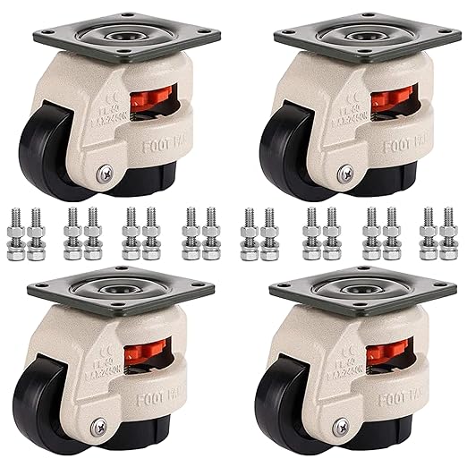 Retractable Leveling Machine Casters - Heavy Duty Machine Retractable Casters- 4 Pack, Loading Capacity 2400 Lbs (2 INCH)