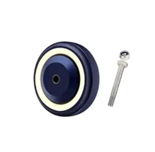 5" Polyurethane Wheel for Cart Blue , Double Ball Bearing, Load Capacity 300 lbs Per Wheel