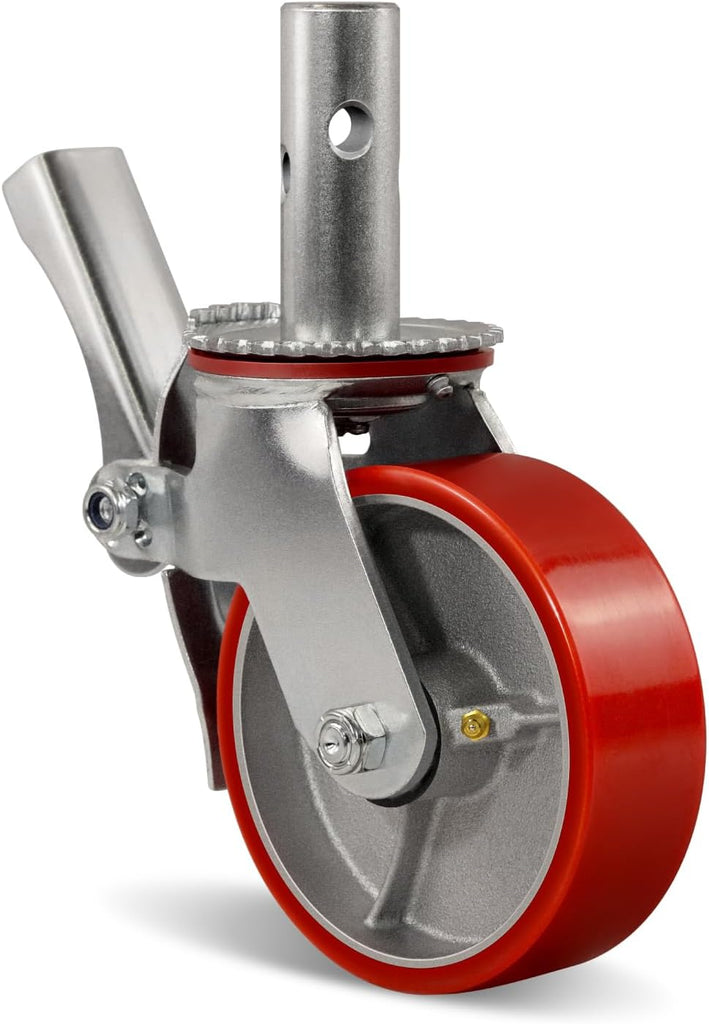 Scaffolding Wheels, Polyurethane on Steel Wheel Stem Casters Wheels- Dual Locking Swivel Caster 360 Degrees Industrial Casters 1100LBS Capacity Per Wheel