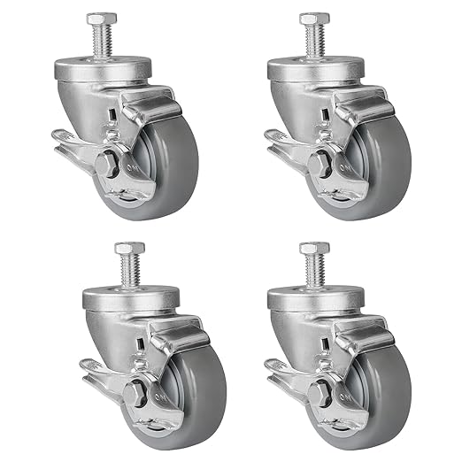 Stem Caster Wheels, Heavy Duty Locking Casters Set of 4 Swivel Wheels for Cart, Furniture, Workbench, 1000 LBS Total Capacity