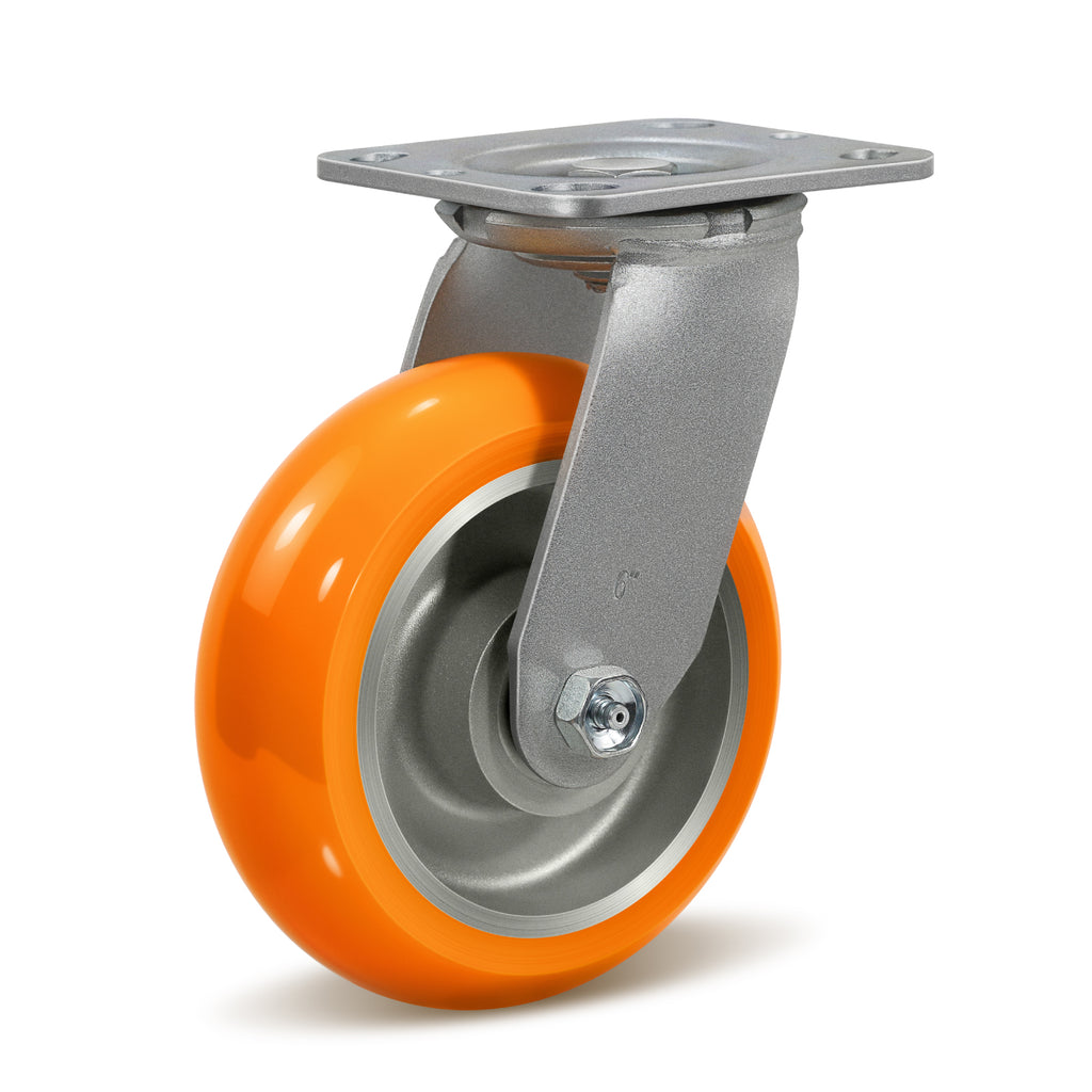 2" Wide Polyurethane On Aluminum Casters (Orange)