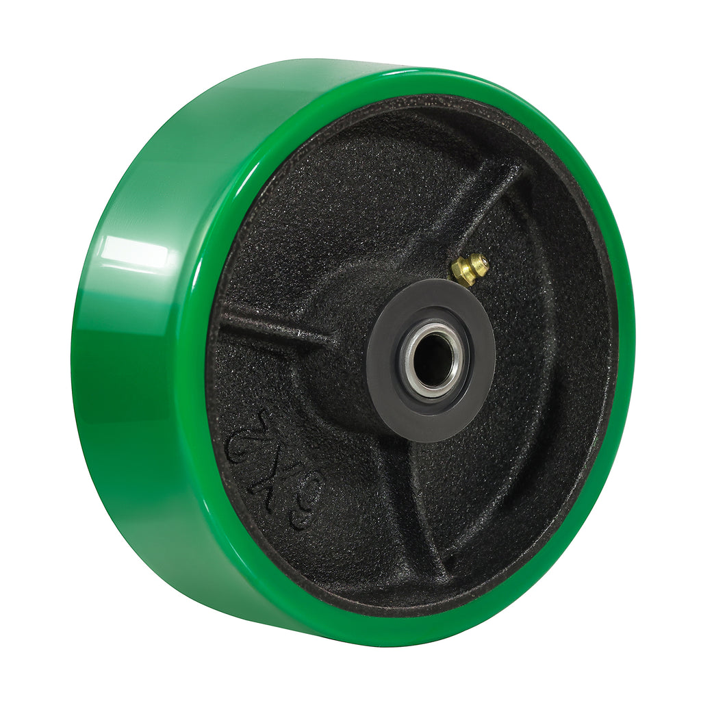 2" Wide Polyurethane on Cast Iron Wheel (Green)