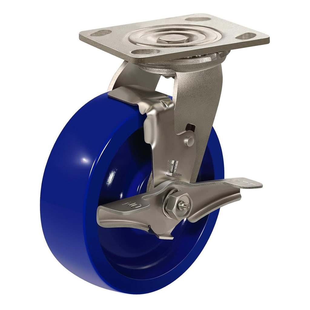 2" Wide Solid Polyurethane Stainless Steel Caster (Blue)