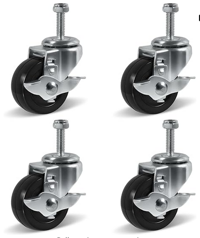 2"×3/4" Low Profile Hard Rubber Caster Wheels-300 lbs Per Casters