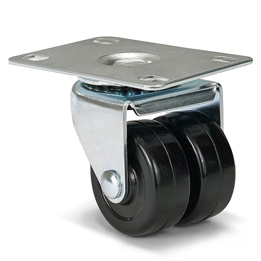 2"×3/4" Dual Wheels Low Profile Hard Rubber Furniture Caster -300 lbs Per Casters